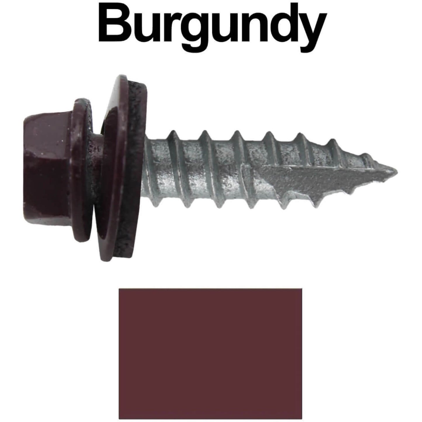 #14 x 1"  Metal ROOFING SCREWS - Hex Washer Head - Self starting/self tapping - EPDM washer. Colored head.