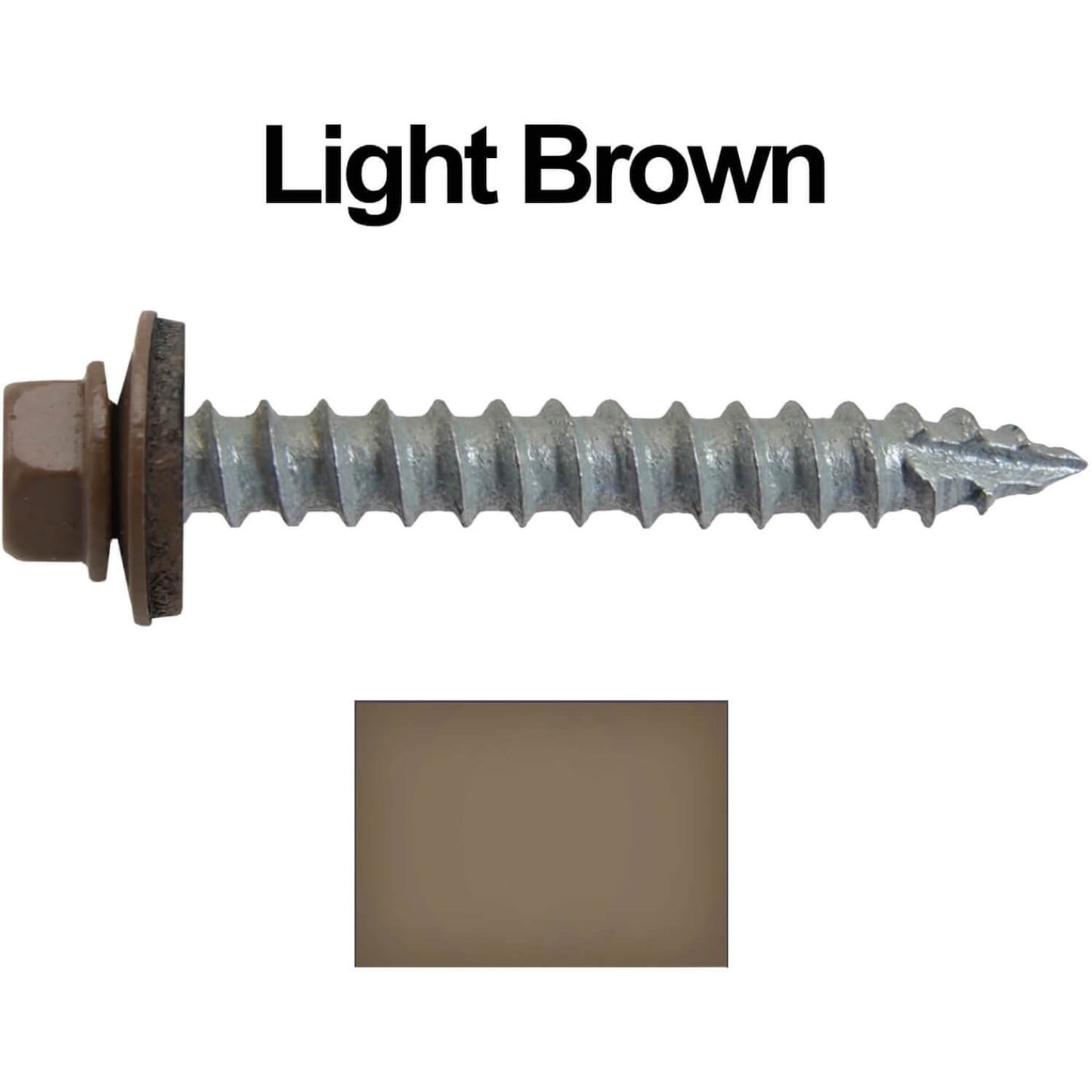 #14 x 2" Metal ROOFING SCREWS - Hex Washer Head - Self starting/self tapping - EPDM washer. Colored head.