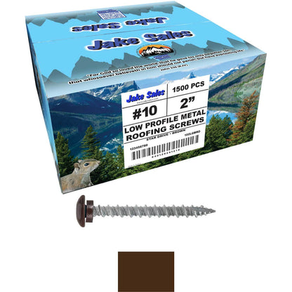 10 x 2" LOW PROFILE Star Head Roofing Screws - HI-LO Thread - Metal To Wood - T25 Torx Drive Head - EPDM washer.
