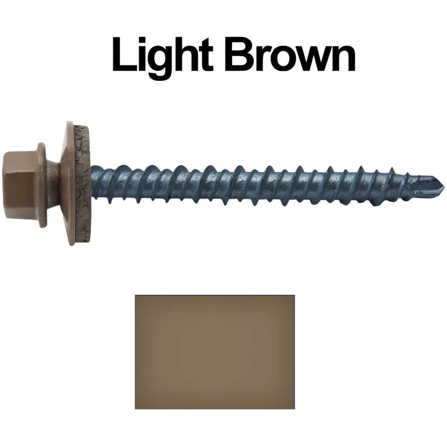 #10 x 2" Mini Driller Sheet Metal Roofing Screw - Hex Washer Head -  Self starting metal to wood siding screws. EPDM washer. Colored head.