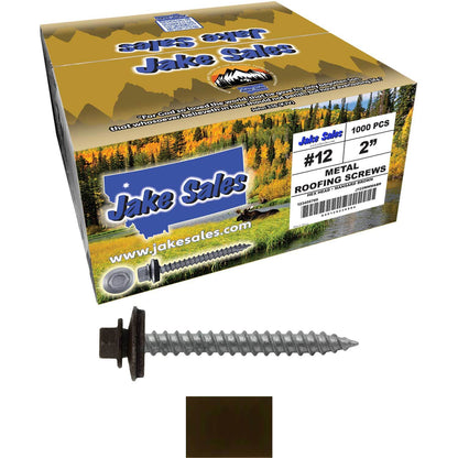 #12 x 2" RE-GRIP METAL ROOFING SCREWS - Hex Washer Head - Self starting/self tapping - EPDM washer. Colored head.