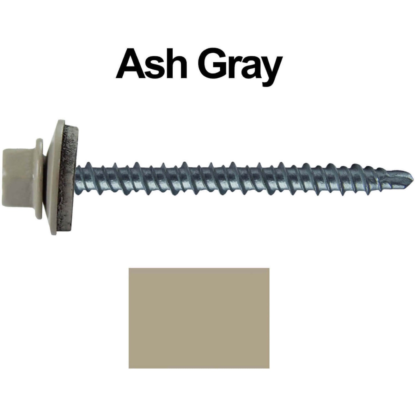 #10 x 2-1/2" Mini Driller Sheet Metal Roofing Screw - Hex Washer Head -  Self starting metal to wood siding screws. EPDM washer. Colored head.