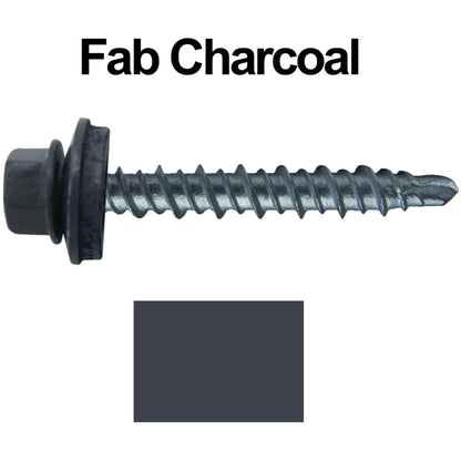 #10 x 1-1/2" Mini Driller Sheet Metal Roofing Screw - Hex Washer Head -  Self starting metal to wood siding screws. EPDM washer. Colored head.