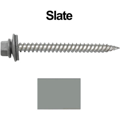 12 x 2-1/2" Stainless Steel Metal Roofing Screw - Hex Washer Head - Self starting/self tapping - EPDM washer. Colored head.