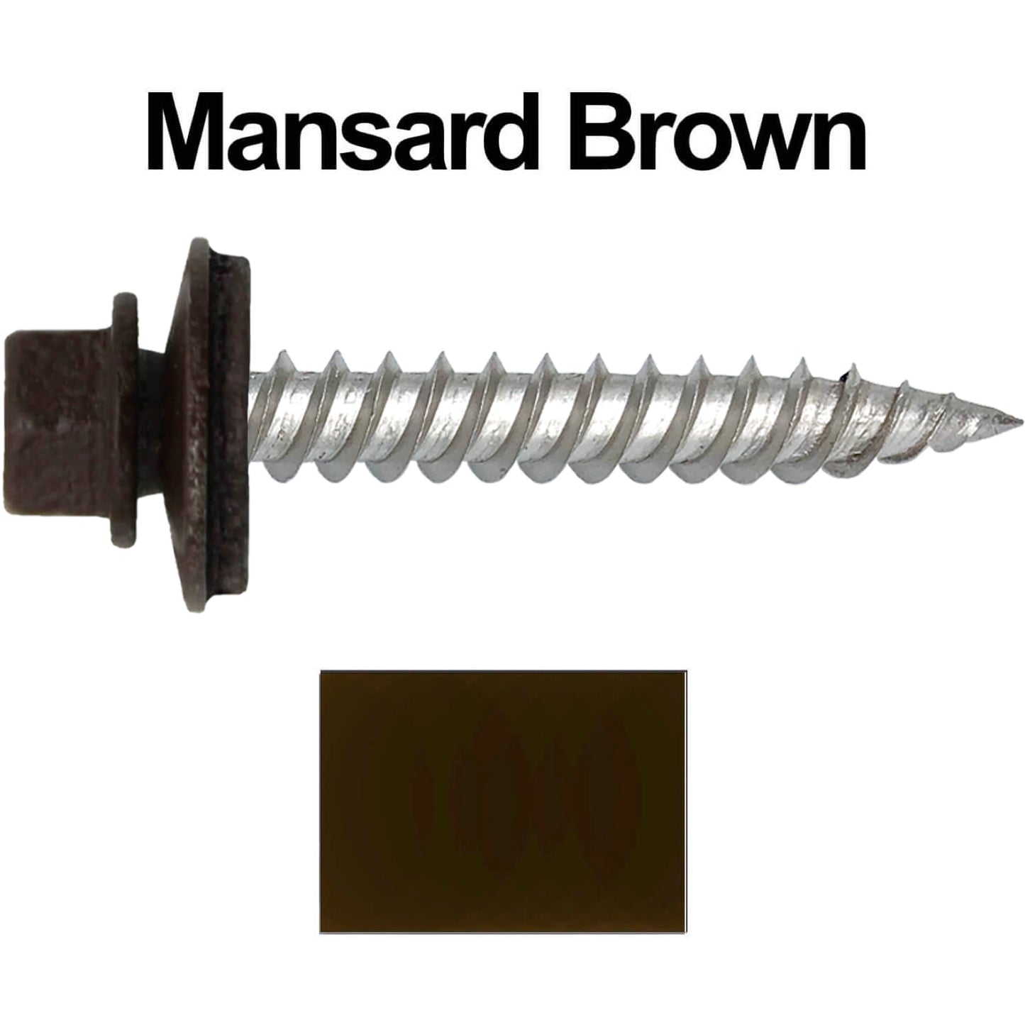 12 x 1-1/2" Stainless Steel Metal Roofing Screw: Hex ReGrip Sheet Metal Roof Screw. Sharp Point metal to wood siding screws. 5/8" EPDM washer. Product comes in 250 Count Bags  - Some Colors Special Order Only