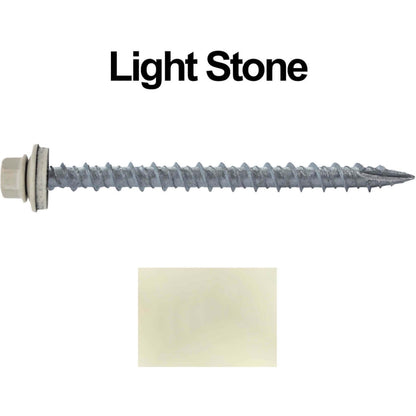 #10 x 2-1/2" Metal ROOFING SCREWS - Hex Washer Head - Self starting/self tapping - EPDM washer. Colored head.