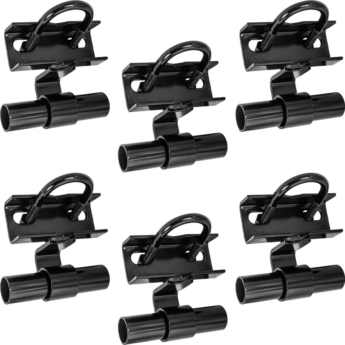 BLACK 1-5/8" Track Rail to 1-5/8" and 1-7/8" Fence Post Rolling Gate Track Bracket - PRESSED STEEL - POWDER COATED