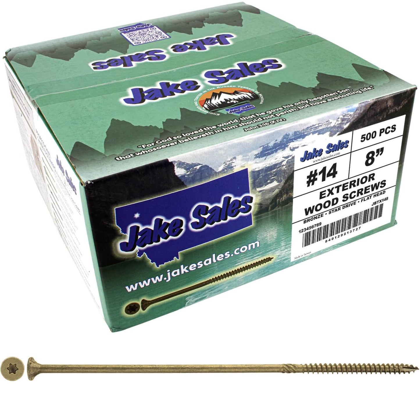 #14 x 5" - 8" Bronze Exterior Coated Wood Screws - Extra Long Bronze Wood Screw with Torx/Star Drive Head - Multipurpose Torx/Star Drive Wood Screws