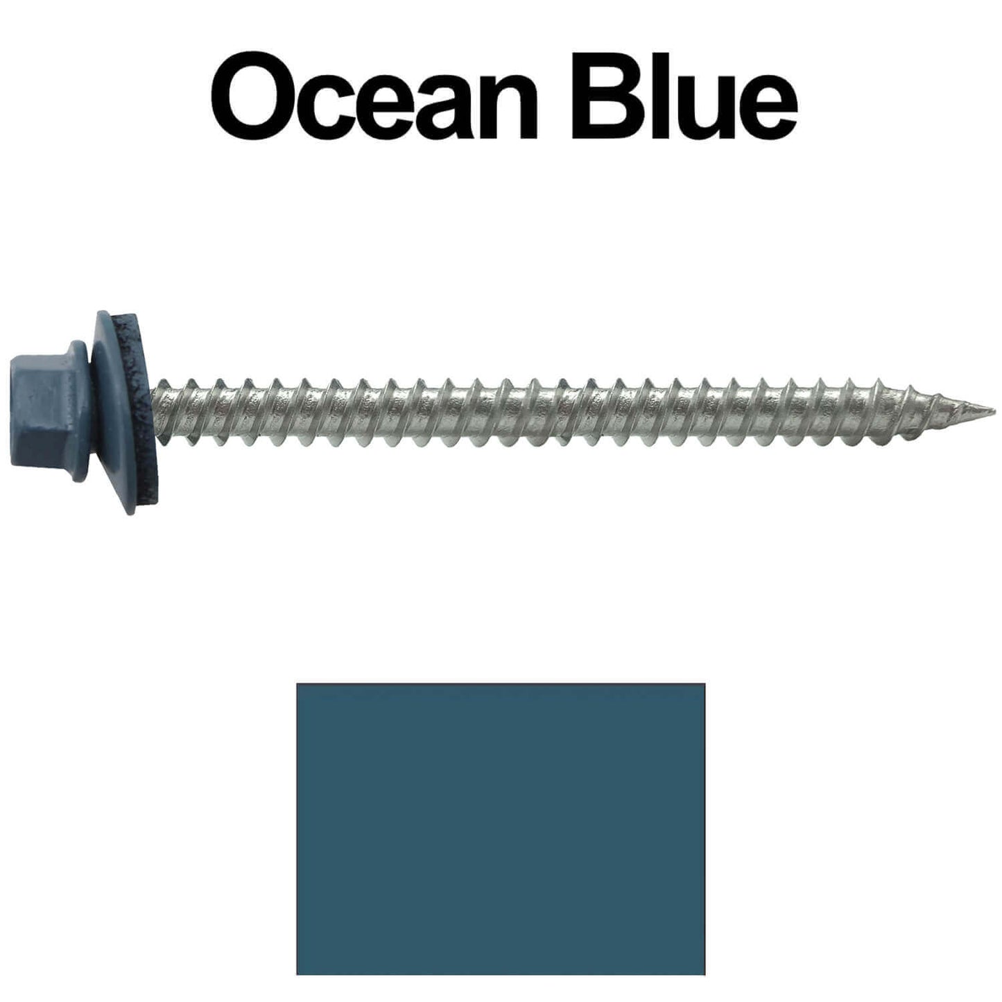 9 x 2-1/2" - Stainless Steel Metal Roofing Screws - Hex Washer Head -  Self starting metal to wood siding screws. EPDM washer. Colored head.