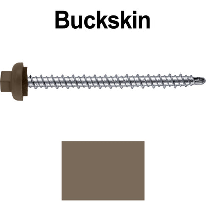 10 X 2-1/2" Zinc Aluminum Cap MINI-DRILLER Roofing Screws HI-LO THREAD Zinc Plated Carbon Steel Shank - EPDM Washer - Colored head