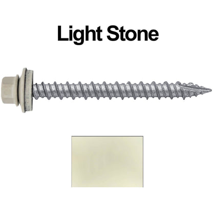 #10 x 2" Metal ROOFING SCREWS - Hex Washer Head - Self starting/self tapping - EPDM washer. Colored head.