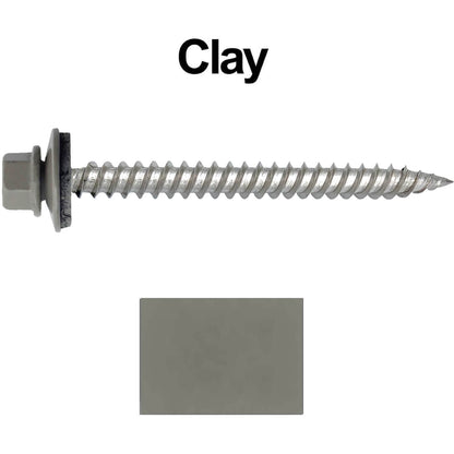 12 x 2-1/2" Stainless Steel Metal Roofing Screw - Hex Washer Head - Self starting/self tapping - EPDM washer. Colored head.