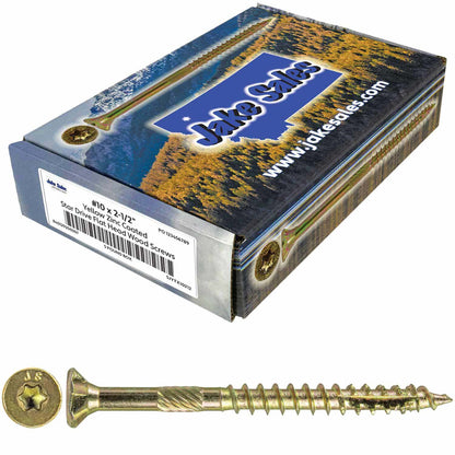 #10 Gold Star/Torx Drive Zinc Coated T-25 Flat Head Wood Screws