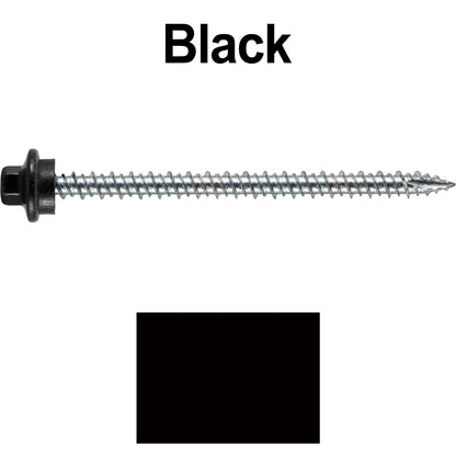 10 x 3” - STAINLESS HEX / ZINC Sheet Metal Roof Screw. Self starting metal to wood siding screws. EPDM washer. Colored head.