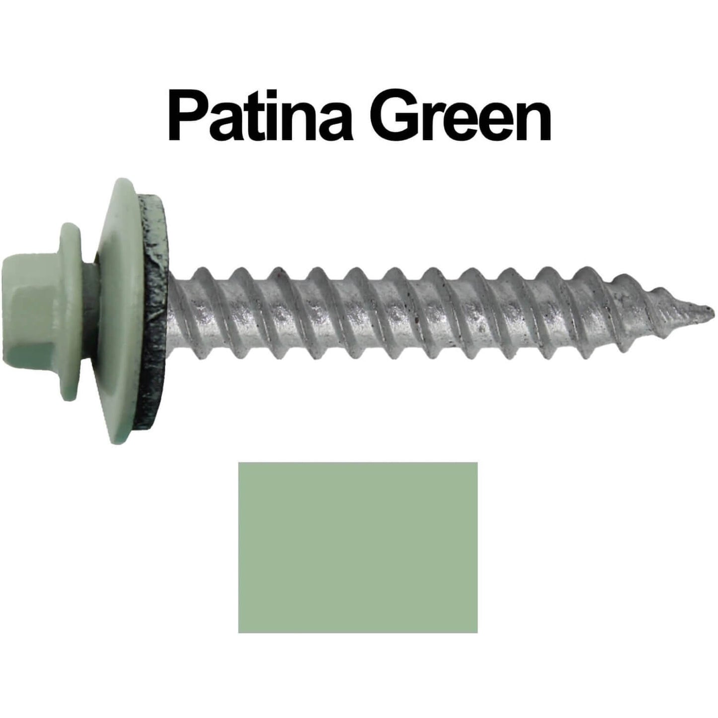 12 x 1-1/2"  Metal ROOFING SCREWS - Hex Washer Head - Self starting/self tapping - EPDM washer. Colored head.