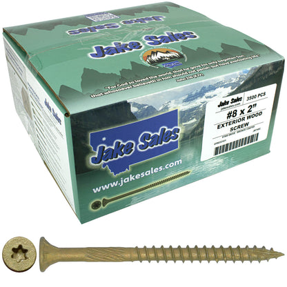 #8 x 3/4" - 2" Bronze Exterior Coated Wood Screw Torx/Star Drive Head - Multipurpose Exterior Coated Torx/Star Drive Wood Screws