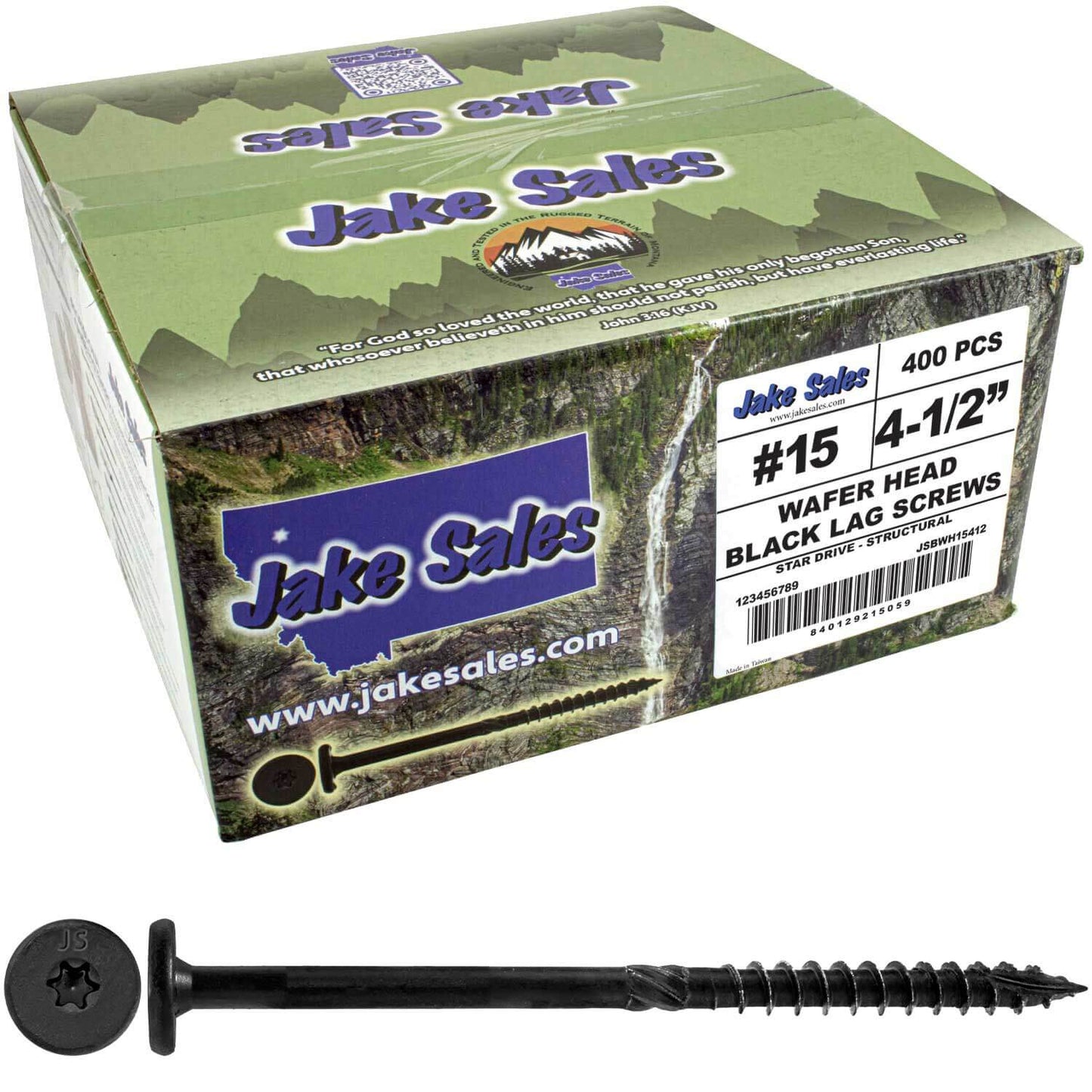 #15 Black Wafer Head Structural Lag Screws. Used for Log Construction, Timber Framing, Laminated Beams and Pole Barns Among Other Uses. T-30 Torx/Star Drive
