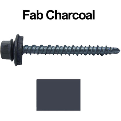 #10 x 2" Mini Driller Sheet Metal Roofing Screw - Hex Washer Head -  Self starting metal to wood siding screws. EPDM washer. Colored head.