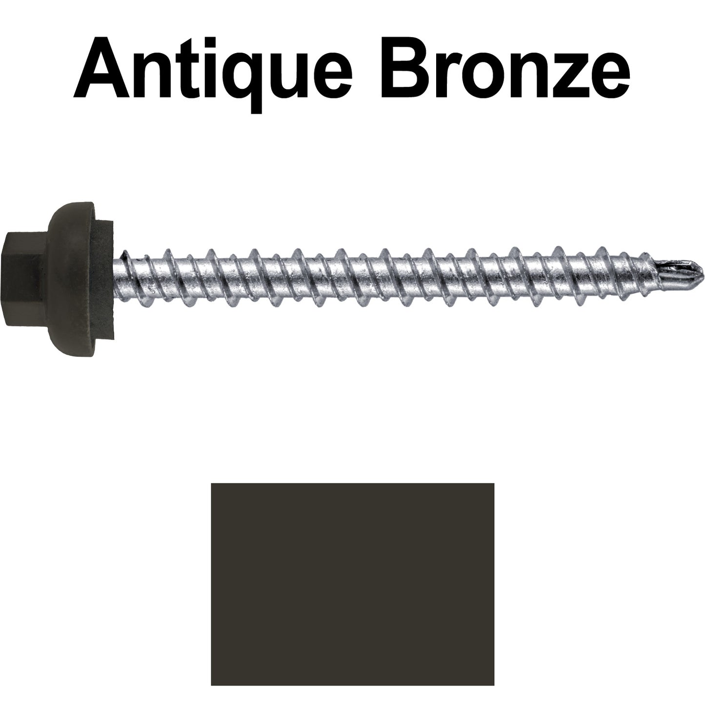 10 X 2” Zinc Aluminum Cap MINI-DRILLER Roofing Screws HI-LO THREAD Zinc Plated Carbon Steel Shank - EPDM Washer - Colored head