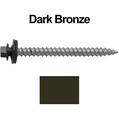 #12 x 2-1/2" RE-GRIP METAL ROOFING SCREWS - Hex Washer Head - Self starting/self tapping - EPDM washer. Colored head.