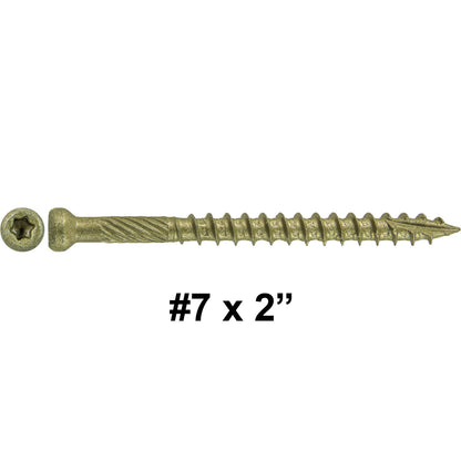 #7 Bronze Coated Multipurpose Wood Screw Torx/Star Tiny Finish Head - Exterior Coated - ACQ Compatible Wood Screws