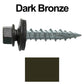 #10 x 1" Metal ROOFING SCREWS - Hex Washer Head - Self starting/self tapping - EPDM washer. Colored head.