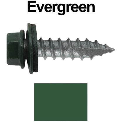#14 x 1"  Metal ROOFING SCREWS - Hex Washer Head - Self starting/self tapping - EPDM washer. Colored head.