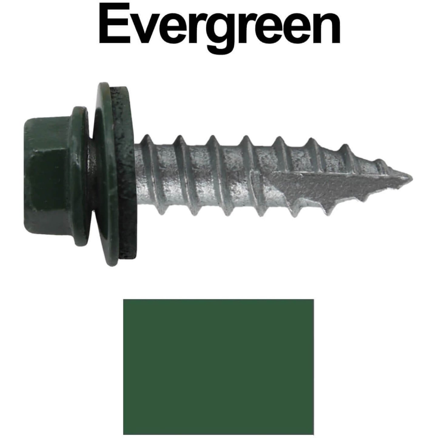 #14 x 1"  Metal ROOFING SCREWS - Hex Washer Head - Self starting/self tapping - EPDM washer. Colored head.