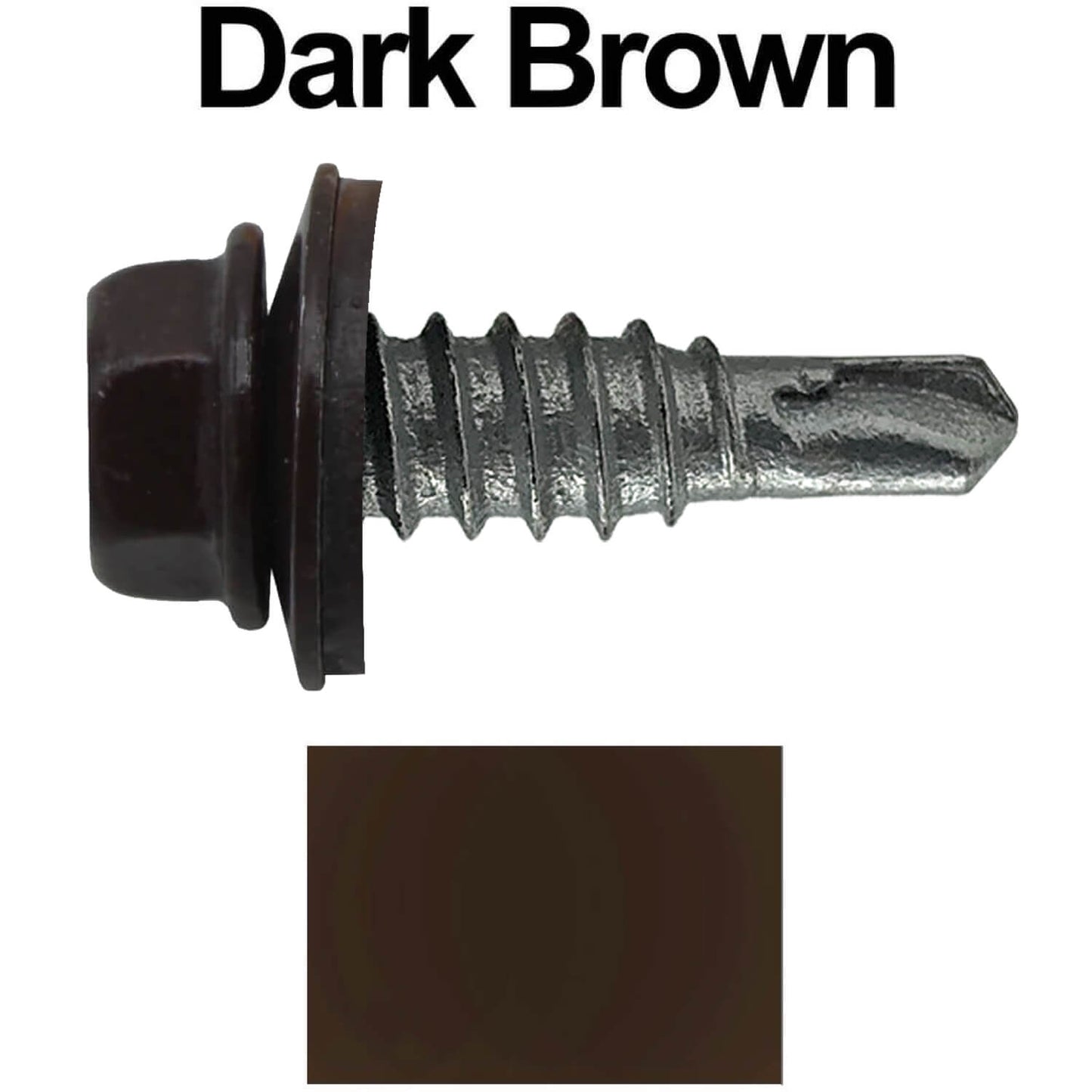 #14 x 7/8" Stitch Tek Metal to Metal Type #1 Roofing Screws - Hex Washer Head - Drill Point - 9/16" EPDM washer.