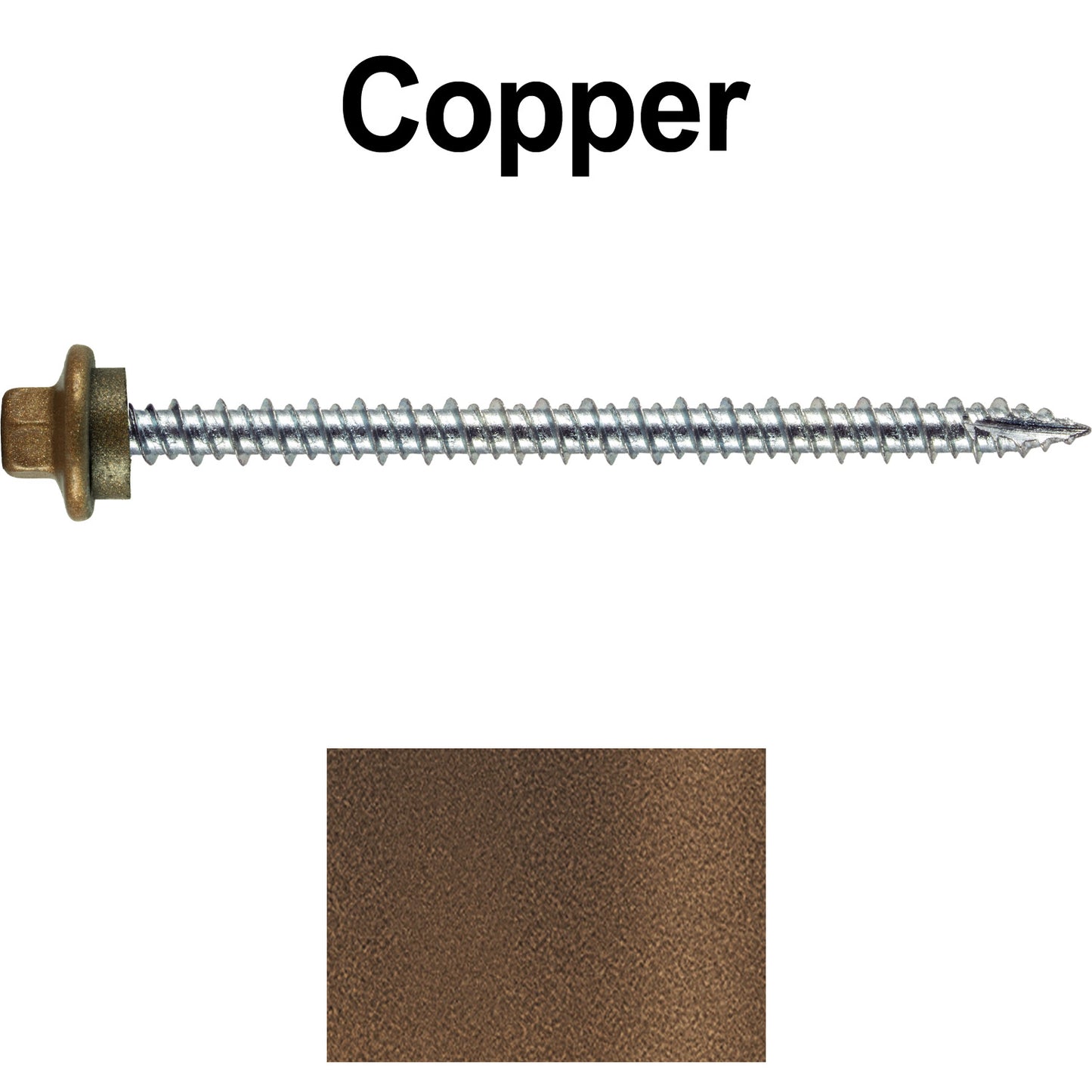 10 x 3” - STAINLESS HEX / ZINC Sheet Metal Roof Screw. Self starting metal to wood siding screws. EPDM washer. Colored head.
