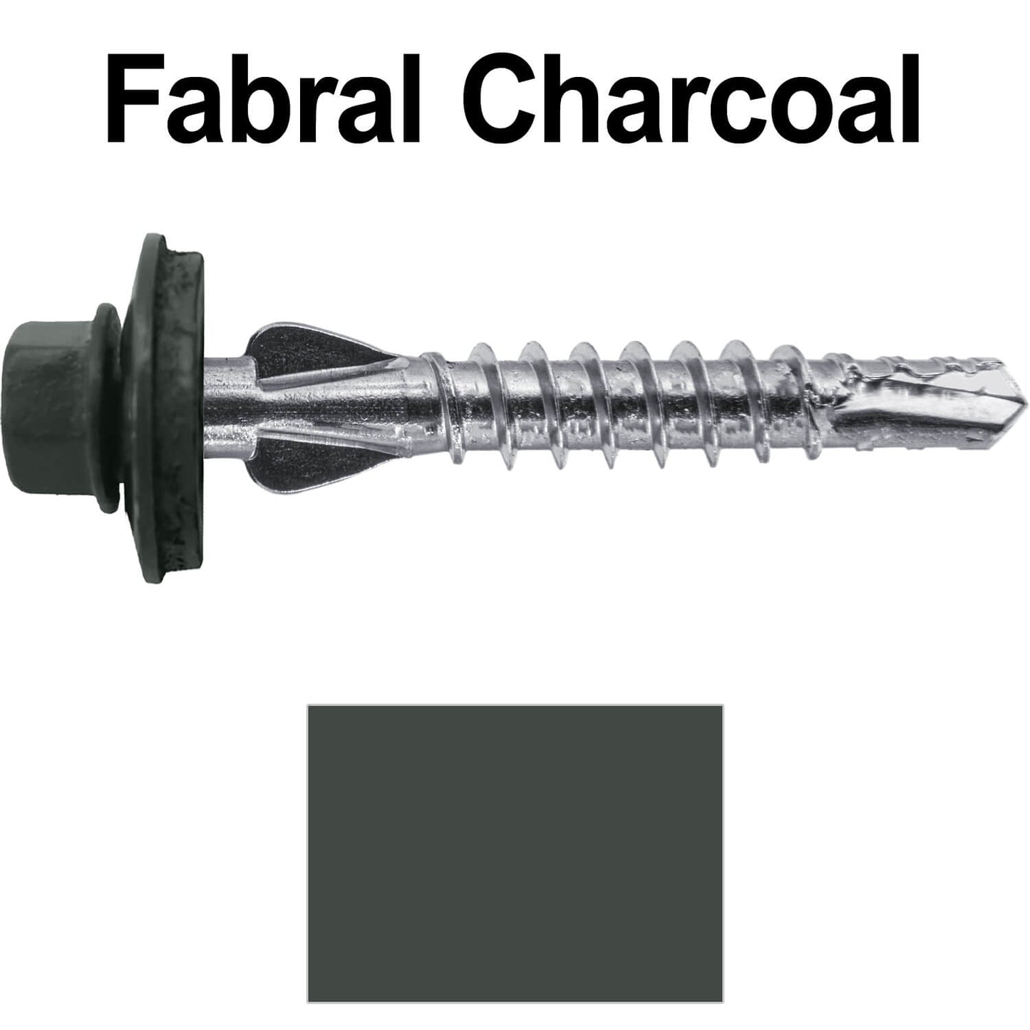 12 X 1-1/2" PFP STAINLESS STEEL Fastener - 1/4" Washer Hex Head - #3 Drill Point Tip -  For Polycarbonite, Fiberglass and PVC sheeting. Colored head.