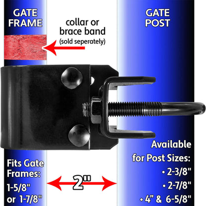 BLACK BULL DOG GATE HINGE - Commercial Heavy Duty - Chain Link Fence Gate Hinge