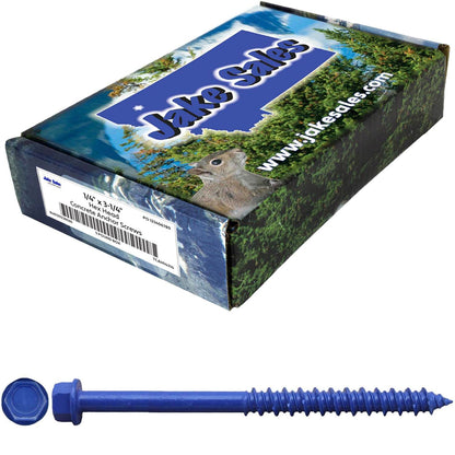 Blue Carbon Steel Hex Head Concrete Anchor Screws. Carbon Steel Hardened - Interior & Exterior Coated Rust and Corrosion Resistant Screws