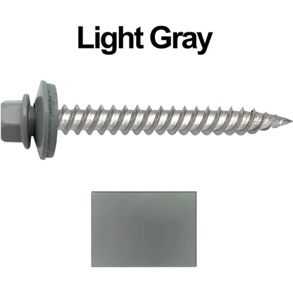 12 x 2"  Stainless Steel Metal Roofing Screw - Hex ReGrip Washer Head - Self starting/self tapping - EPDM washer. Colored head.