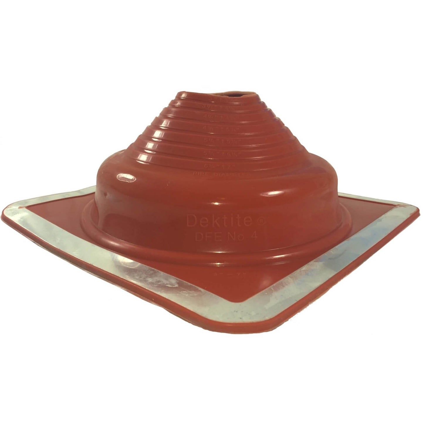 DEKTITE RED Square Base High Temp Silicone - Flexible Pipe Flashing Boot - Dektite pipe flashing