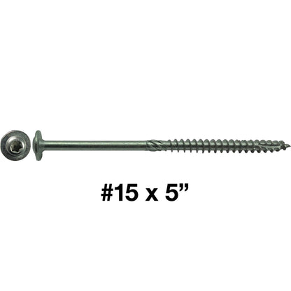 #15 Stainless Steel Construction Lag Screw  T-30 Torx/Star Drive Heavy Duty Lag Screw - Modified Truss Washer Head