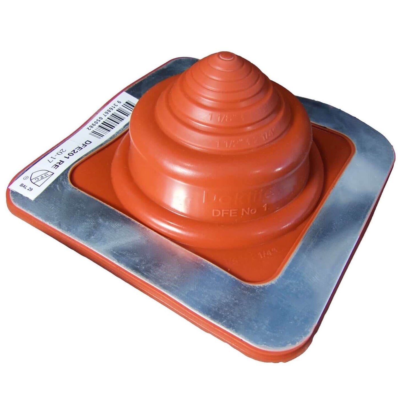 DEKTITE RED Square Base High Temp Silicone - Flexible Pipe Flashing Boot - Dektite pipe flashing