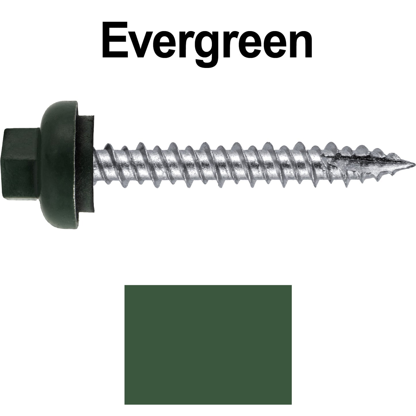 10 X 1-1/2" HI-LO Zinc Aluminum Cap Metal Roofing Screws - Hex Washer Head - Self starting/self tapping - EPDM washer. Colored head.