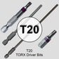 T20 (T-20) Torx/Star Driver Bit - Color Coded Torx/Star Drive Quick Change Shank Bit for Screws and Fasteners Requiring T20 (T-20)