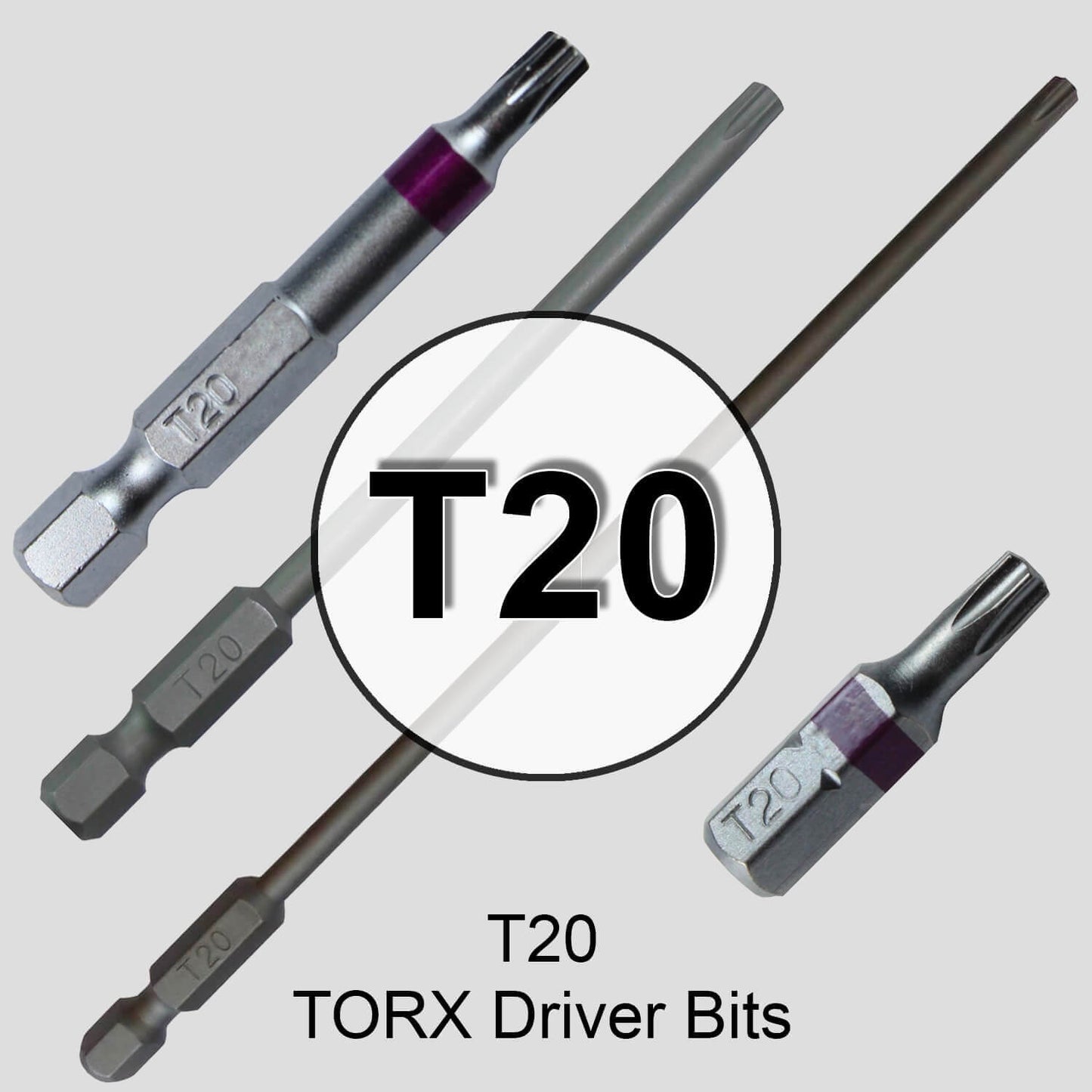 T20 (T-20) Torx/Star Driver Bit - Color Coded Torx/Star Drive Quick Change Shank Bit for Screws and Fasteners Requiring T20 (T-20)