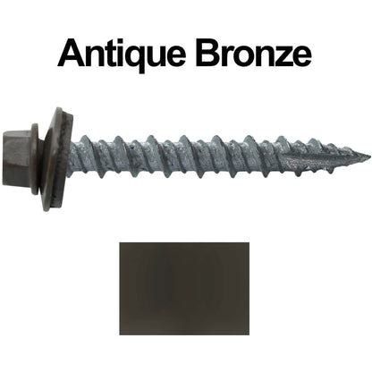 #10 x 1-1/2" Metal ROOFING SCREWS - Hex Washer Head - Self starting/self tapping - EPDM washer. Colored head.