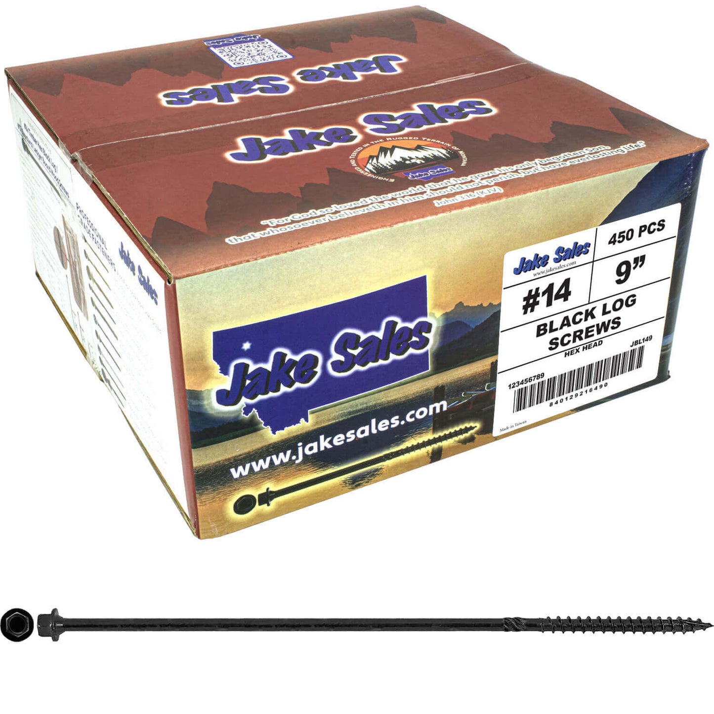 #14 Heavy-Duty Black Timber, Log & Structural Wood Screws - Exterior Coated - Use for Fastening Ledger Boards, Large Timbers, Logs and more.