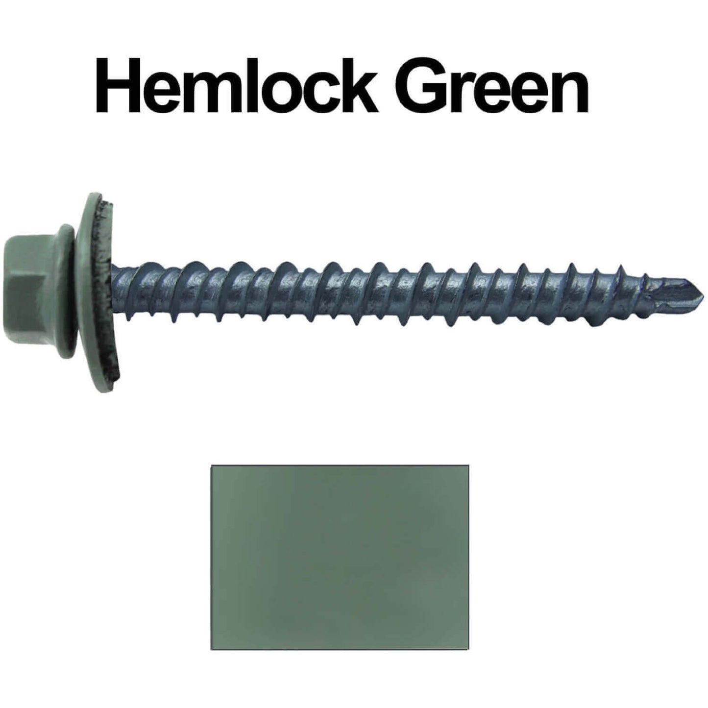 #10 x 2" Mini Driller Sheet Metal Roofing Screw - Hex Washer Head -  Self starting metal to wood siding screws. EPDM washer. Colored head.