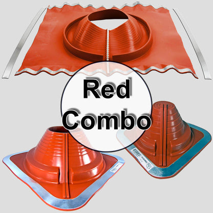 Dektite Square Base Combo Pipe Flashing Boot – Red High Temp Silicone Roof Flashing