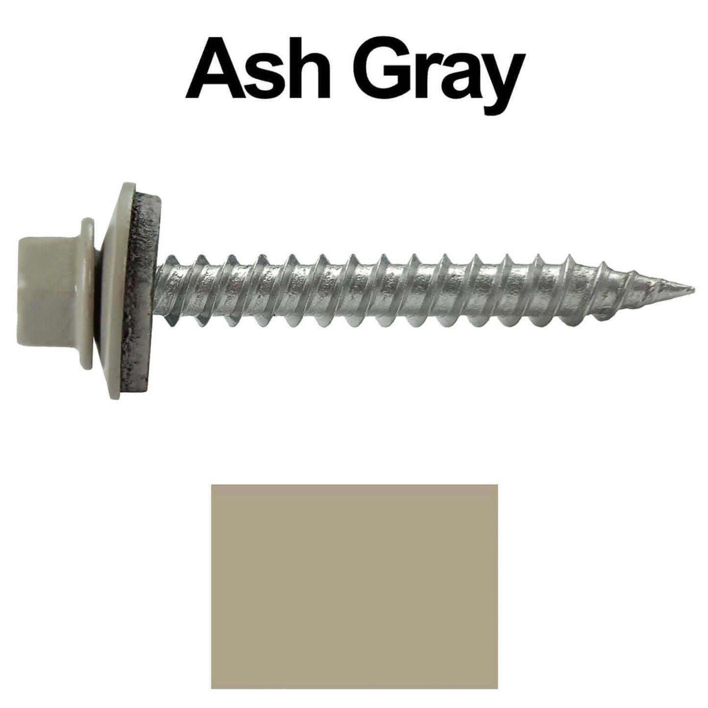 #9 x 1-1/2" Stainless Steel Metal Roofing Screws - Hex Washer Head - Self-Piercing (SP) tip metal to wood siding screws. EPDM washer. Colored head.