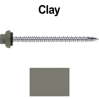 10 X 3“ HI-LO Zinc Aluminum Cap Metal Roofing Screws - Hex Washer Head - Self starting/self tapping - EPDM washer. Colored head.