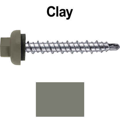 10 X 1-1/2” Zinc Aluminum Cap MINI-DRILLER Roofing Screws HI-LO THREAD Zinc Plated Carbon Steel Shank - EPDM Washer - Colored head