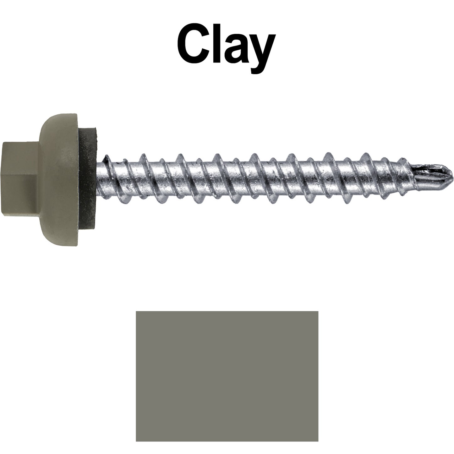 10 X 1-1/2” Zinc Aluminum Cap MINI-DRILLER Roofing Screws HI-LO THREAD Zinc Plated Carbon Steel Shank - EPDM Washer - Colored head