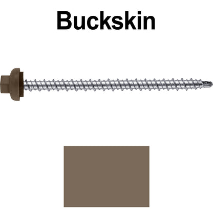 10 X 3" Zinc Aluminum Cap MINI-DRILLER Roofing Screws HI-LO THREAD Zinc Plated Carbon Steel Shank - EPDM Washer - Colored head