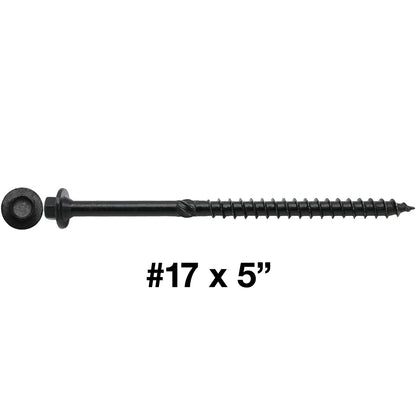 #17 Heavy Duty Structural Wood Screws - Exterior Coated Heavy Duty Wood Screws- Use for Fastening Ledger Boards, Large Timbers, Logs